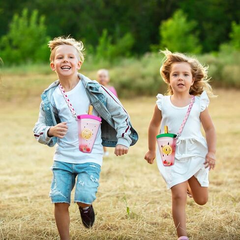 Cunhill 4 Pieces Ice Cream Water Bottles with Strap Kids Back School Gift for Student Kawaii Drinking Purse Ice Bar Transparent Jug Cup for Camping Sports Shopping in Saudi Arabia