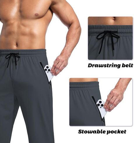 Men's Athletic Running Pants with Zipper Pockets, Suitable for Outdoor, Gym, Running and Training in Saudi Arabia