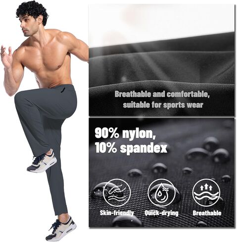 Men's Athletic Running Pants with Zipper Pockets, Suitable for Outdoor, Gym, Running and Training in Saudi Arabia