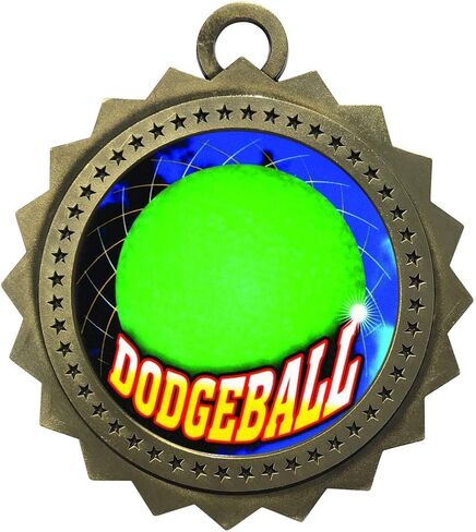 10 PK of Dodgeball Gold Medals Trophy Award with Neck Ribbons D03-FCL459 in Saudi Arabia