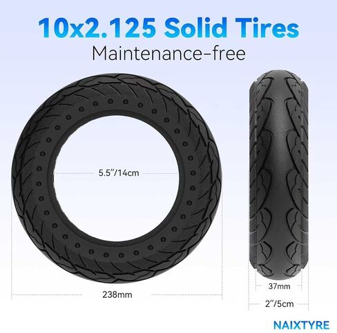 إطارات بديلة للسكوتر الكهربائي 10×2.125، إطارات مطاطية صلبة 10 بوصة، إطار سكوتر كهربائي صلب 10x2.125 لـ Hiboy S2 Pro Gotrax G4/ Xr /V2 Ninebot F25 /F65 (قطعة واحدة) in Kuwait