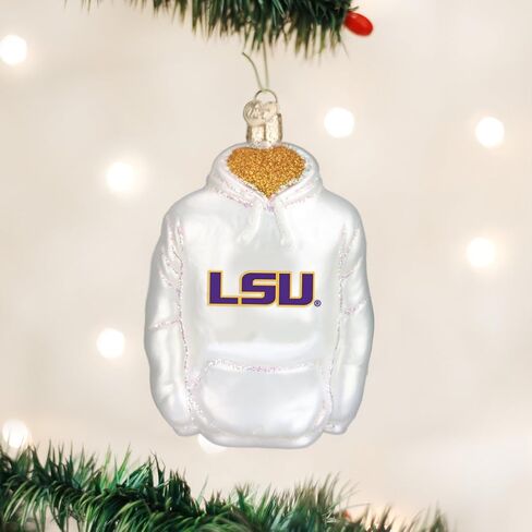 Old World Christmas Ornaments: LSU Hoodie Glass Blown Ornaments for Christmas Tree in Saudi Arabia