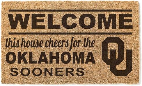 KH Sports Fan Oklahomaooners Welcome Coir ممسحة، 18x30 بوصة، سجادة خارجية قريبًا؛ أظهر روح فريقك مع ممسحة الأرجل الفريدة من نوعها من أوكلاهوما سونرز in Saudi Arabia