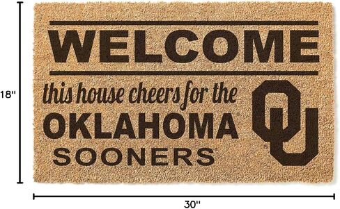 KH Sports Fan Oklahomaooners Welcome Coir ممسحة، 18x30 بوصة، سجادة خارجية قريبًا؛ أظهر روح فريقك مع ممسحة الأرجل الفريدة من نوعها من أوكلاهوما سونرز in Saudi Arabia