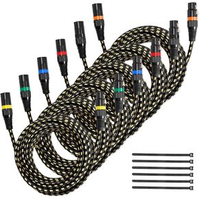 كابل VEVOR XLR بطول 25 قدمًا، 6 حزم، كابلات ميكروفون DMX متوازنة محمية من ذكر إلى أنثى، أسلاك سلك مكبر صوت ميكروفون XLR مطلية بالذهب، لإضاءة المسرح، والميكروفونات، ومكبر الصوت، والخلاط، وأنظمة السماعات in Kuwait