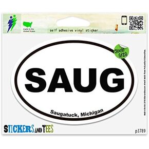 SAUG Saugatuck Michigan Oval Vinyl Car Bumper Window Sticker 5" x 3" in Kuwait