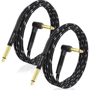 1/4 Inch Guitar Cable 2-Pack, 3.3FT Right Angle to Straight Instrument Cable, Quarter Inch 6.35mm TS Audio Cable for Electric Guitar, Bass, Keyboard, Mixer, Amplifier in Saudi Arabia