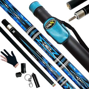 عصا حمام السباحة من قطعتين من Tai ba cues مع حافظة، طرف جلدي متعدد الطبقات 13 مم، 58 بوصة، عصا البلياردو الاحترافية من خشب القيقب الكندي الصلب، عمود من الألياف الزجاجية، 18، 19، 20، 21 أونصة (قابلة للتحديد) in Kuwait