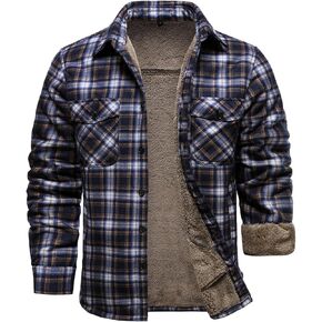 HOOD CREW Mens Winter Warm Fleece Jackets Sherpa Lined Plaid Flannel Shirt Jacket with Side Pockets in Kuwait