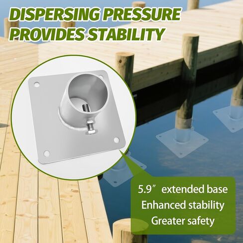 Dock Bottom Pad, Dock Base Plate, Galvanized Steel Stationary Dock Brackets Hardware for Round Dock Leg Pipe, Secure Dock to Prevent Sinking or Moving in Saudi Arabia