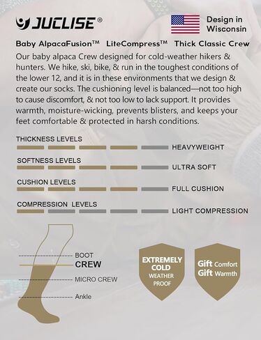 Alpaca Wool Winter Heavyweight Crew Socks Warm Thick Thermal Hiking Boot Work Cushioned Cozy Moisture Wicking in Kuwait