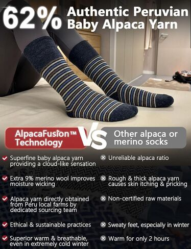 Alpaca Wool Winter Heavyweight Crew Socks Warm Thick Thermal Hiking Boot Work Cushioned Cozy Moisture Wicking in Kuwait