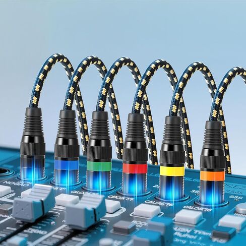 كابل VEVOR XLR بطول 25 قدمًا، 6 حزم، كابلات ميكروفون DMX متوازنة محمية من ذكر إلى أنثى، أسلاك سلك مكبر صوت ميكروفون XLR مطلية بالذهب، لإضاءة المسرح، والميكروفونات، ومكبر الصوت، والخلاط، وأنظمة السماعات in Kuwait