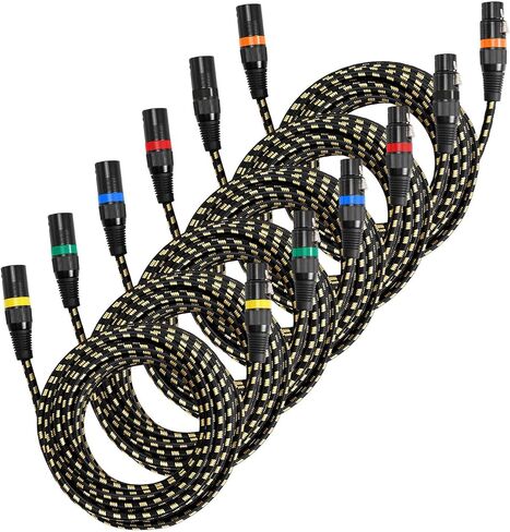 كابل VEVOR XLR بطول 25 قدمًا، 6 حزم، كابلات ميكروفون DMX متوازنة محمية من ذكر إلى أنثى، أسلاك سلك مكبر صوت ميكروفون XLR مطلية بالذهب، لإضاءة المسرح، والميكروفونات، ومكبر الصوت، والخلاط، وأنظمة السماعات in Kuwait