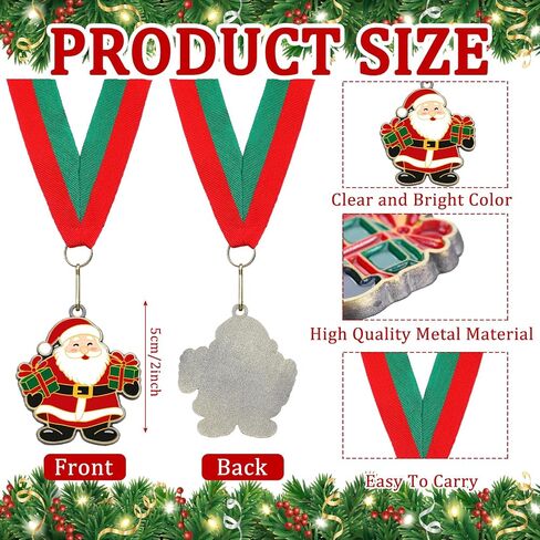 Cholemy 20 Pcs Christmas Medals Award Metal Trophy Award with Neck Ribbon Xmas Prizes Gift for Xmas Party Ornament in Saudi Arabia