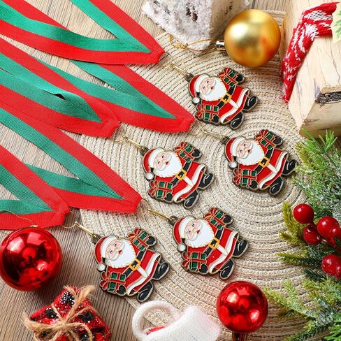Cholemy 20 Pcs Christmas Medals Award Metal Trophy Award with Neck Ribbon Xmas Prizes Gift for Xmas Party Ornament in Saudi Arabia