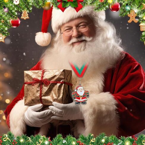 Cholemy 20 Pcs Christmas Medals Award Metal Trophy Award with Neck Ribbon Xmas Prizes Gift for Xmas Party Ornament in Saudi Arabia