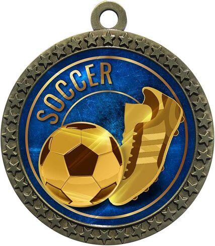 Express Medals 1 to 50 Packs Engraved Personalized Custom 2.5 Inch Gold Silver Bronze Soccer Medals Trophy Award with Neck Ribbon Medal Trophies LD212EG46 in Saudi Arabia