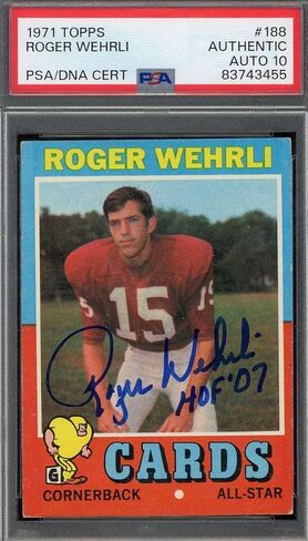 Roger Wehrli Gem Mint 10 PSA DNA Signed 1971 Topps Rookie Autograph - Football Slabbed Autographed Rookie Cards in Saudi Arabia