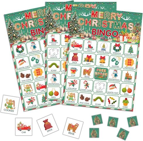 Religious Christmas Bingo Game, Christmas Bible Bingo Cards for Adults, Xmas Christian Party Decorations Supplies, Winter Themed Birthday Favors for 24 Players, 13 in Saudi Arabia