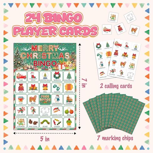 Religious Christmas Bingo Game, Christmas Bible Bingo Cards for Adults, Xmas Christian Party Decorations Supplies, Winter Themed Birthday Favors for 24 Players, 13 in Saudi Arabia