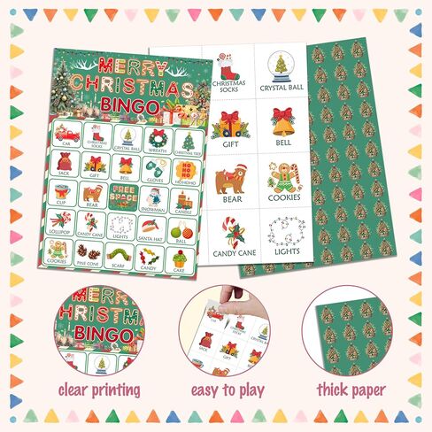 Religious Christmas Bingo Game, Christmas Bible Bingo Cards for Adults, Xmas Christian Party Decorations Supplies, Winter Themed Birthday Favors for 24 Players, 13 in Saudi Arabia