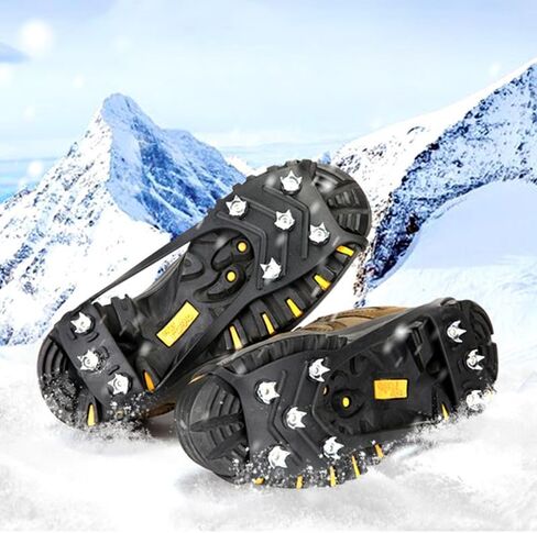 Non-Slip Rubber Ice Cleats with Steel Studs for Boots and Shoes, Adjustable Traction Grips for Walking on Snow and Ice in Saudi Arabia