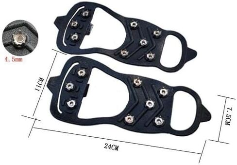 Non-Slip Rubber Ice Cleats with Steel Studs for Boots and Shoes, Adjustable Traction Grips for Walking on Snow and Ice in Saudi Arabia