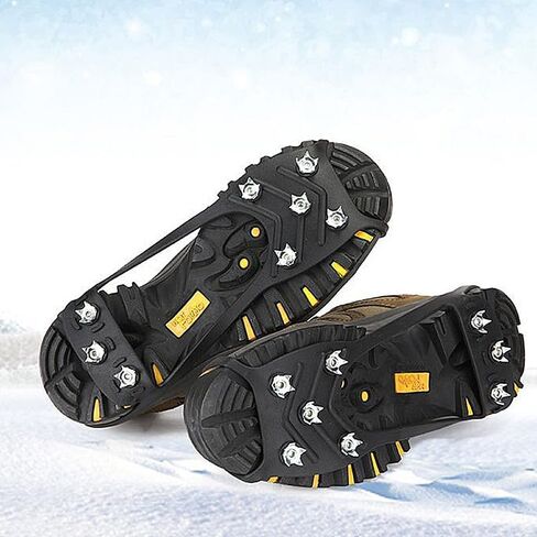 Non-Slip Rubber Ice Cleats with Steel Studs for Boots and Shoes, Adjustable Traction Grips for Walking on Snow and Ice in Saudi Arabia