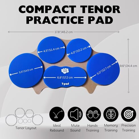 Compact Marching Tenor Drum Practice Pad - Multi-target Drumming Practice Pad for Pattern and Phrasing Development - Marching Tenor Layout - 5 Silent Pads with Perfect Rebound - 1:4 Scale in Saudi Arabia