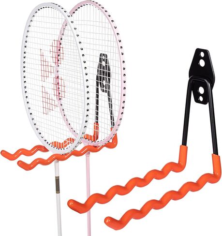 شماعة تخزين مضرب التنس، حامل مضرب التنس، خطافات جدارية للجراج، شماعة معدنية شديدة التحمل، خطافات حامل مضرب تنس الريشة للكابلات والحبال والخراطيم، حامل سلك تمديد، عبوتان (أسود) in Kuwait