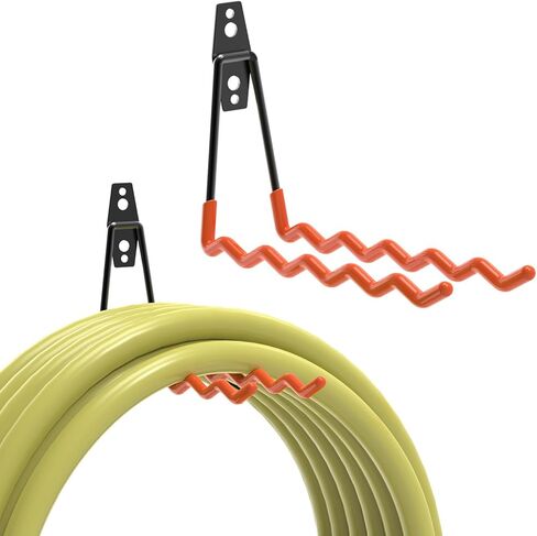 شماعة تخزين مضرب التنس، حامل مضرب التنس، خطافات جدارية للجراج، شماعة معدنية شديدة التحمل، خطافات حامل مضرب تنس الريشة للكابلات والحبال والخراطيم، حامل سلك تمديد، عبوتان (أسود) in Kuwait