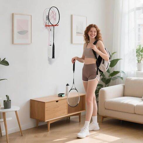 شماعة تخزين مضرب التنس، حامل مضرب التنس، خطافات جدارية للجراج، شماعة معدنية شديدة التحمل، خطافات حامل مضرب تنس الريشة للكابلات والحبال والخراطيم، حامل سلك تمديد، عبوتان (أسود) in Kuwait