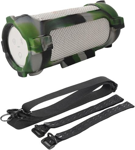 حافظة لمكبر صوت بلوتوث محمول JBL Grip، حماية ناعمة، غطاء حافظة سيليكون BOVUGAC مع حزام كتف وحزام دراجة لملحقات JBL Grip. - أسود in Saudi Arabia