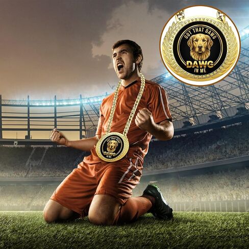 Goutoports Got That Dawg in Me Turnover Chain MVP Medal - 6 Inch Medal Necklace Award for Football MVP, Office Champion Motivational Prize Funny Gag Gifts for Men | Multiple Dog Breed Styles in Kuwait