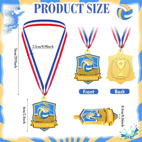 Hiboom 12 Pcs Medals for Awards, Football Soccer Volleyball Golf Basketball Tennis Gold Metal Medal Christmas Team Gifts, Sport Theme Party Favors, Award Medals Bulk for Competition Prizes in Saudi Arabia