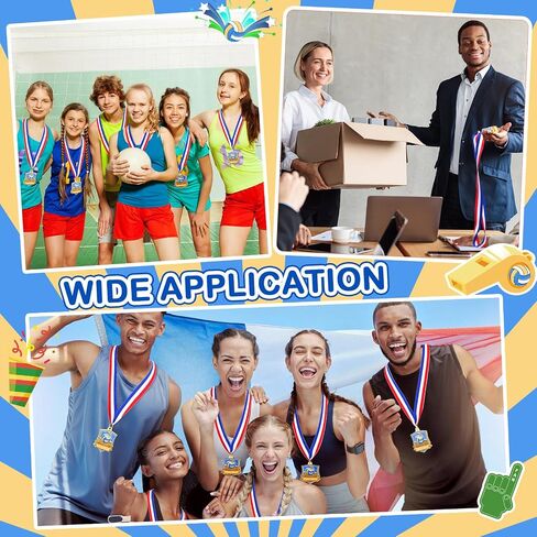 Hiboom 12 Pcs Medals for Awards, Football Soccer Volleyball Golf Basketball Tennis Gold Metal Medal Christmas Team Gifts, Sport Theme Party Favors, Award Medals Bulk for Competition Prizes in Saudi Arabia