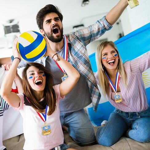 Hiboom 12 Pcs Medals for Awards, Football Soccer Volleyball Golf Basketball Tennis Gold Metal Medal Christmas Team Gifts, Sport Theme Party Favors, Award Medals Bulk for Competition Prizes in Saudi Arabia