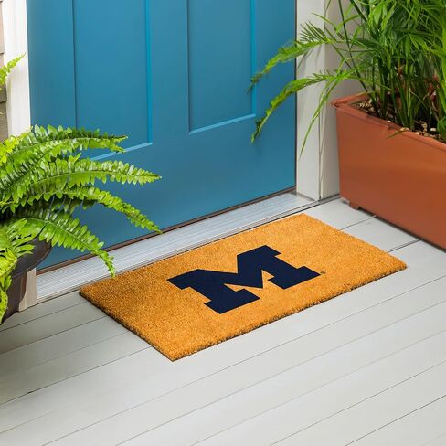 Team Sports America NCAA University of Michigan Sports Doormat | Indoor Outdoor Entrance | 28 x 16 Inches | Non-Slip Front Door Mats | Official Licensed | Sports Fans Entryway Welcome Rug in Saudi Arabia