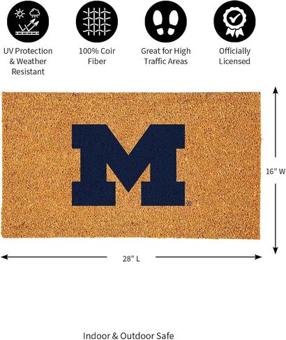 Team Sports America NCAA University of Michigan Sports Doormat | Indoor Outdoor Entrance | 28 x 16 Inches | Non-Slip Front Door Mats | Official Licensed | Sports Fans Entryway Welcome Rug in Saudi Arabia