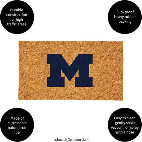 Team Sports America NCAA University of Michigan Sports Doormat | Indoor Outdoor Entrance | 28 x 16 Inches | Non-Slip Front Door Mats | Official Licensed | Sports Fans Entryway Welcome Rug in Saudi Arabia