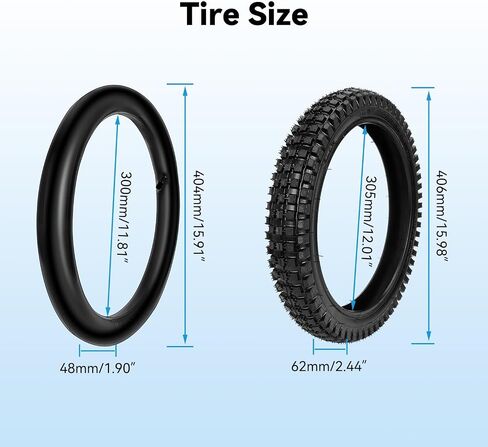 16x2.4 64-305 Front Tire and Inner Tube Set Replacement for Razor MX650 MX500 SX500 Mcgrath Dirt Rocket Bike, 16 inch Bike Tire for Kids Bicycles Heavy Duty EcoSmart Metro E-Scooter in Saudi Arabia