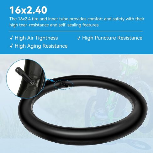 16x2.4 64-305 Front Tire and Inner Tube Set Replacement for Razor MX650 MX500 SX500 Mcgrath Dirt Rocket Bike, 16 inch Bike Tire for Kids Bicycles Heavy Duty EcoSmart Metro E-Scooter in Saudi Arabia