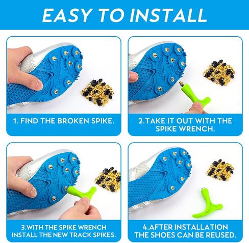 1/4 Inch Track Spikes, 220pcs Stainless Steel Track and Cross Country Spikes Golf Shoe Spikes with Spike Wrench, Replacement Spikes for Sprint Sports Short Running Track Shoes in Saudi Arabia