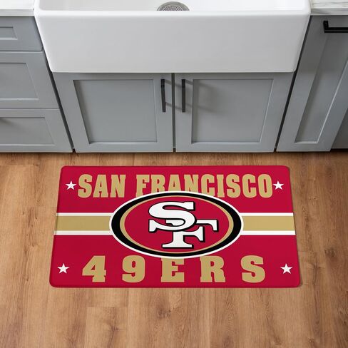 NFL San Francisco 49ers Indoor Entrance Mat, 30"x18" Anti-Fatigue Kitchen Mats and Rugs, Non Slip Backing, PVC Waterproof Ergonomic Comfort Mat for Entryway, Kitchen, Man Cave, Office, Sink, Laundry in Saudi Arabia