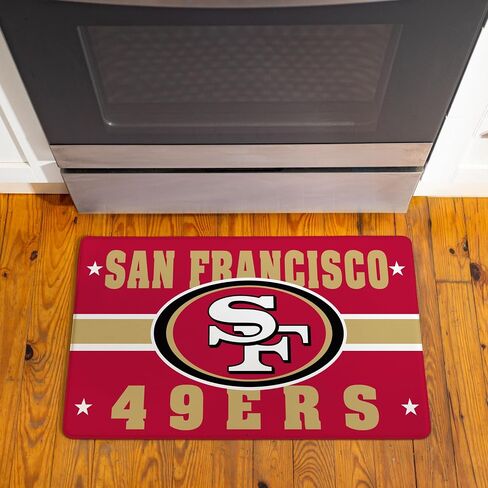 NFL San Francisco 49ers Indoor Entrance Mat, 30"x18" Anti-Fatigue Kitchen Mats and Rugs, Non Slip Backing, PVC Waterproof Ergonomic Comfort Mat for Entryway, Kitchen, Man Cave, Office, Sink, Laundry in Saudi Arabia