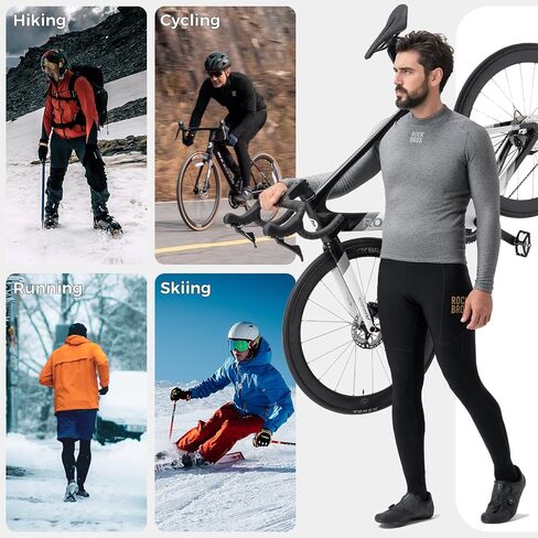 ROCKBROS Cycling Thermal Long Sleeve Shirts Men's Winter Gray Wool Blend Base Laye for Hiking, Athletic Running & Workouts in Saudi Arabia