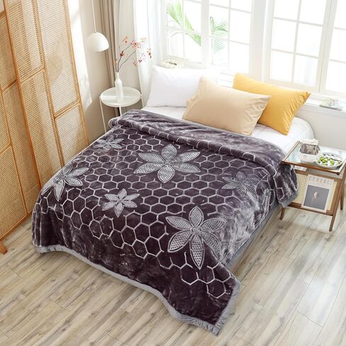 Heavy White Tiger Queen Size Blanket - Warm Plush Thick Korean Mink Fleece Raschel No-Lints, Cozy Valentine's San Marcos Winter, Microfiber Fluffy Mexican for Adults in Kuwait