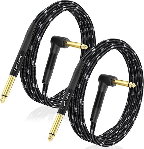 1/4 Inch Guitar Cable 2-Pack, 3.3FT Right Angle to Straight Instrument Cable, Quarter Inch 6.35mm TS Audio Cable for Electric Guitar, Bass, Keyboard, Mixer, Amplifier in Saudi Arabia