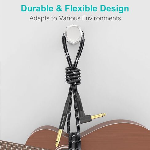 1/4 Inch Guitar Cable 2-Pack, 3.3FT Right Angle to Straight Instrument Cable, Quarter Inch 6.35mm TS Audio Cable for Electric Guitar, Bass, Keyboard, Mixer, Amplifier in Saudi Arabia